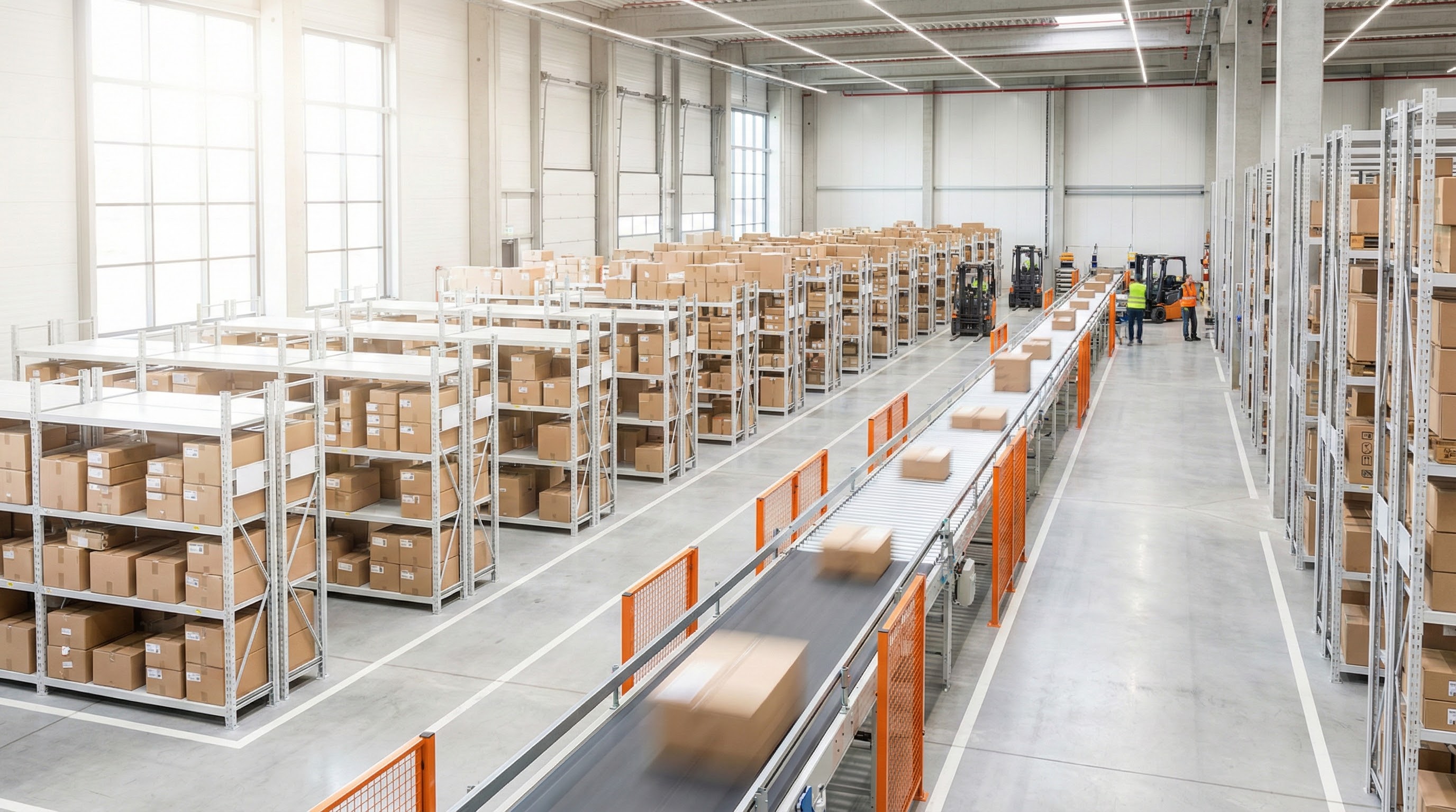 物流倉庫とコンベア